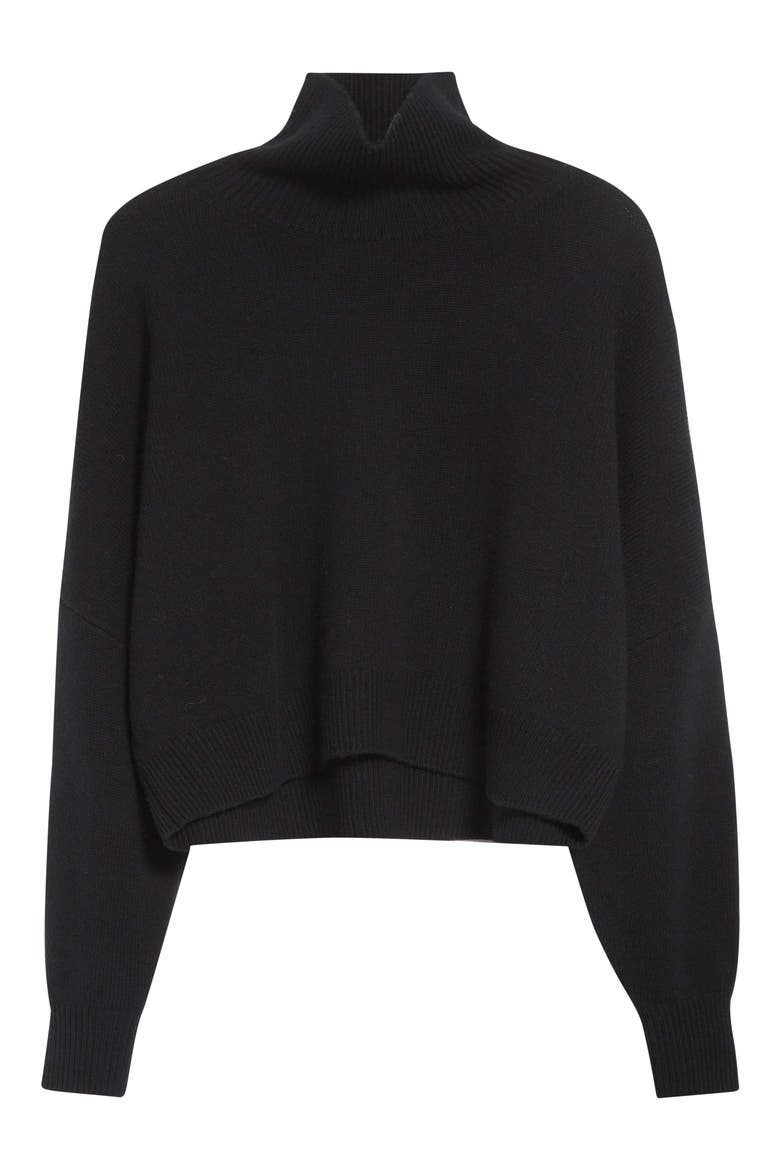 Luke Stand Collar Wool & Cashmere Sweater, Alternate, color, BLACK