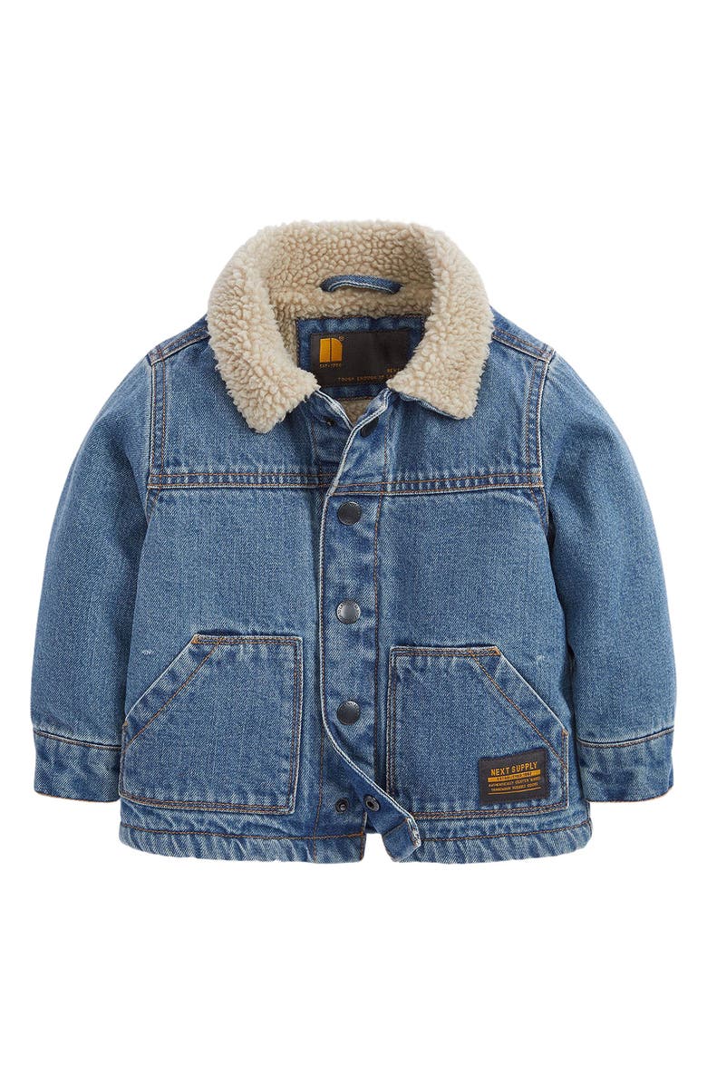 NEXT Kids' Borg Fleece Lined Denim Jacket, Main, color, 