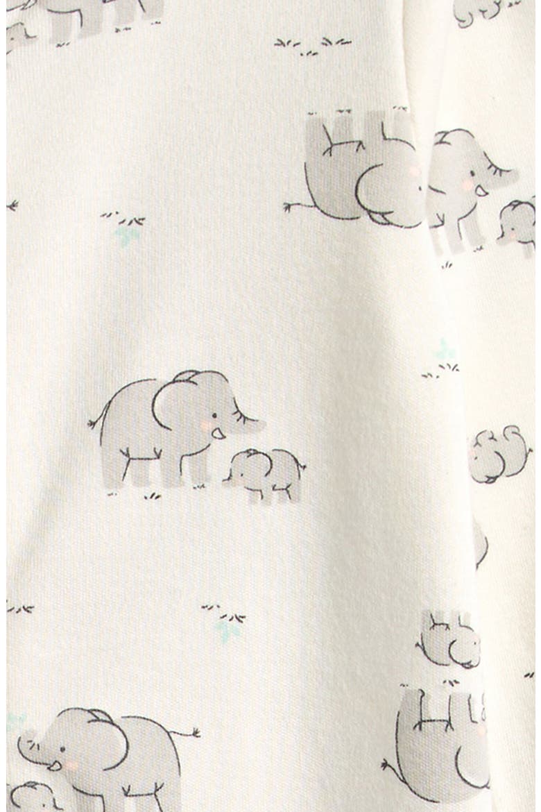 Elephant Print Cotton Footed Sleeper, Alternate, color, OFF WHITE