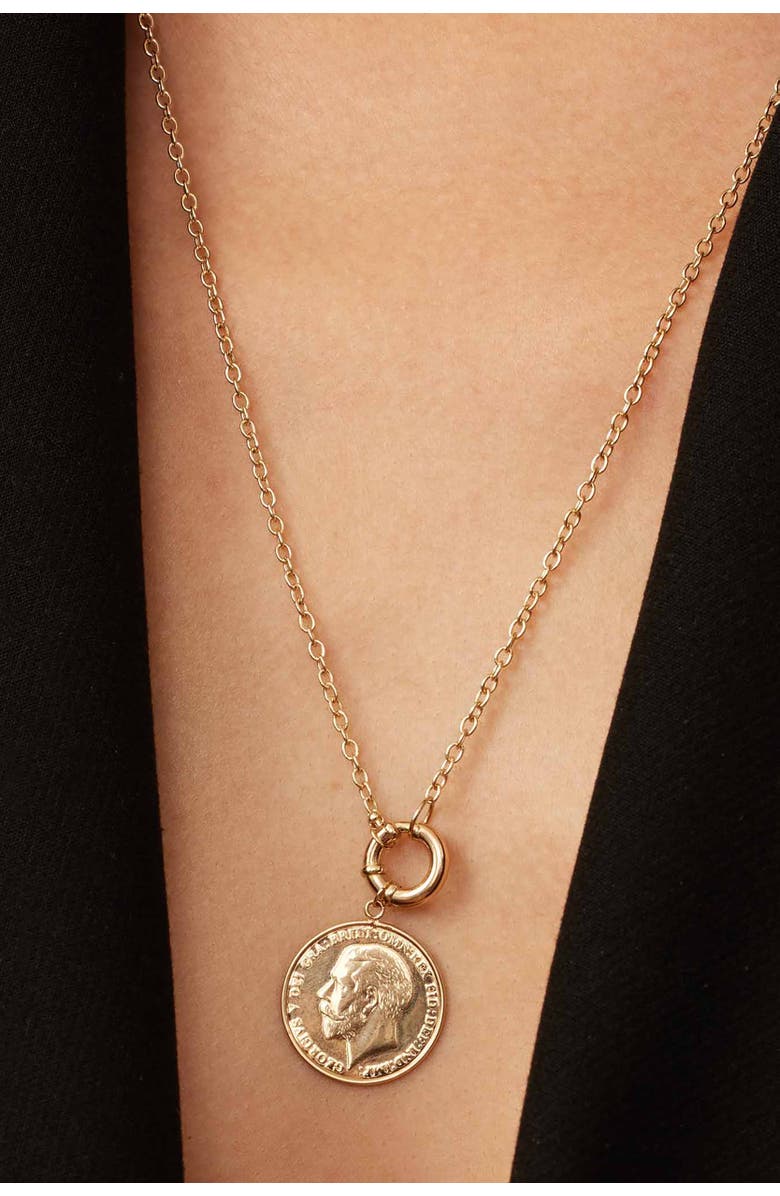 Oradina 14K Yellow Gold Majesty Coin Pendant Necklace, Alternate, color, 