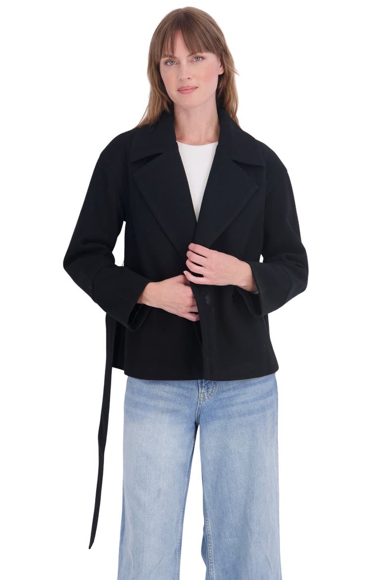Short Wrap Coat, Alternate, color, BLACK