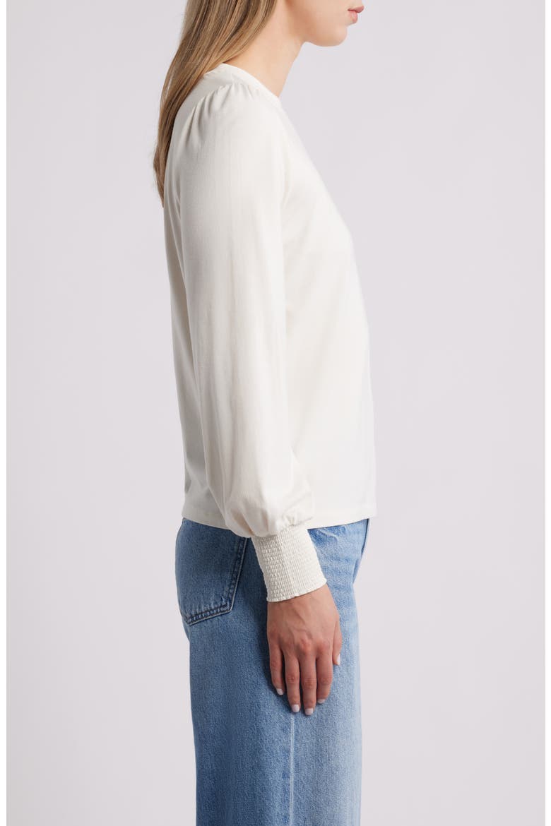 Blouson Sleeve Cotton Blend Top, Alternate, color, IVORY PRISTINE