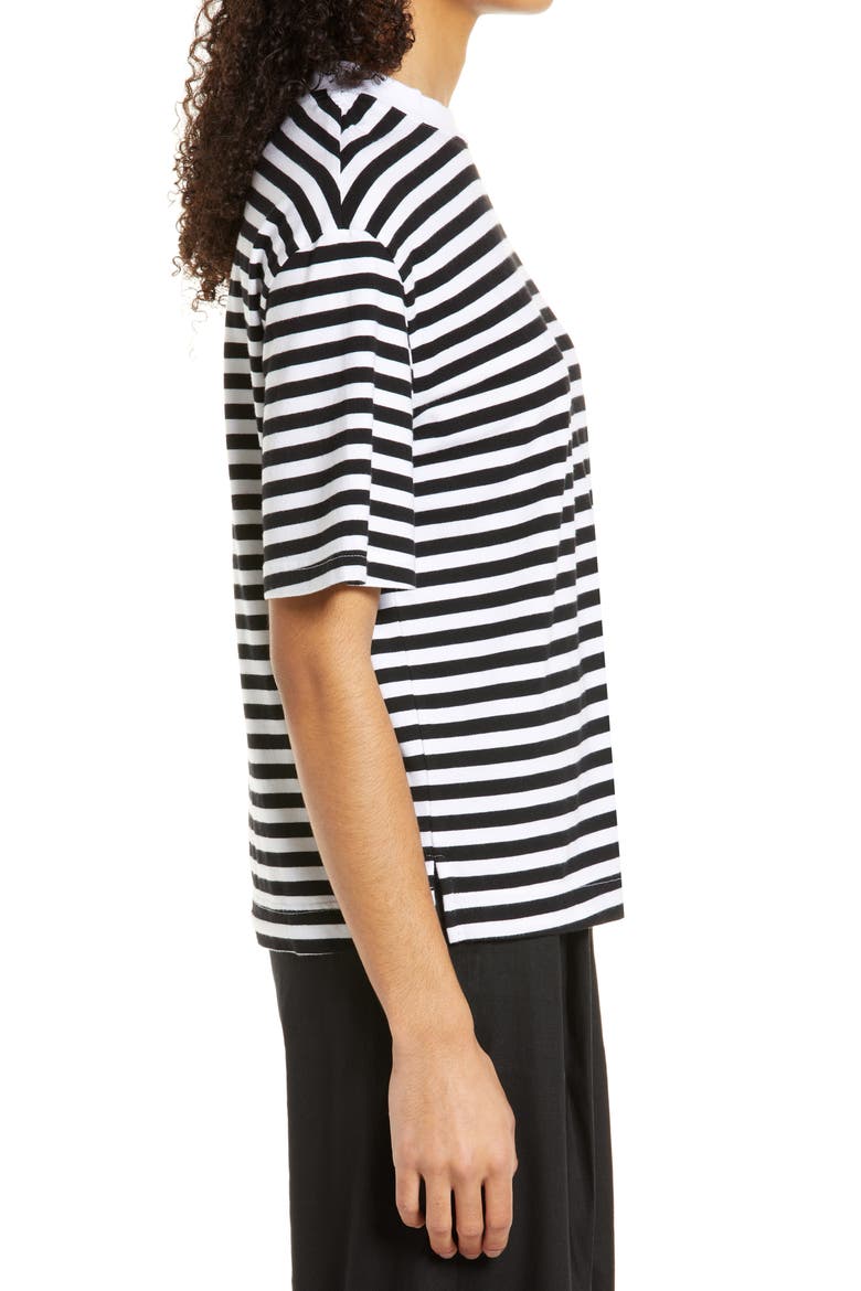 Crewneck T-Shirt, Alternate, color, BLACK- WHITE STRIPE