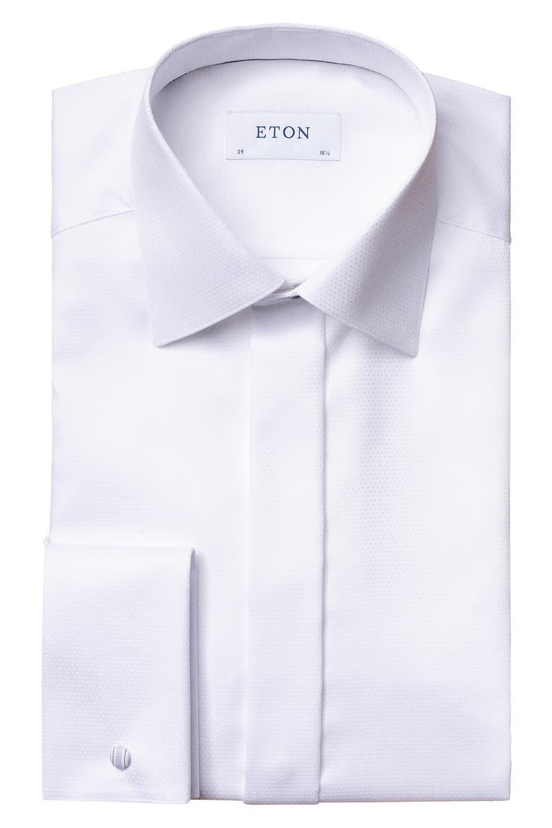 Contemporary Fit Cotton Tuxedo Shirt, Alternate, color, WHITE