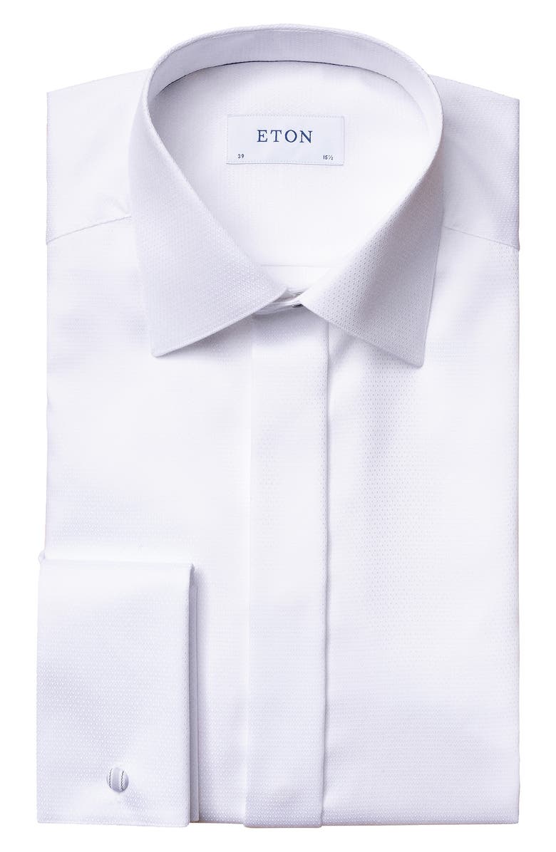 Eton Contemporary Fit Cotton Tuxedo Shirt, Alternate, color, White