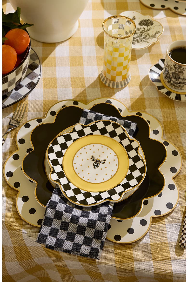 Black Petal Dinner Plate, Alternate, color, BLACK