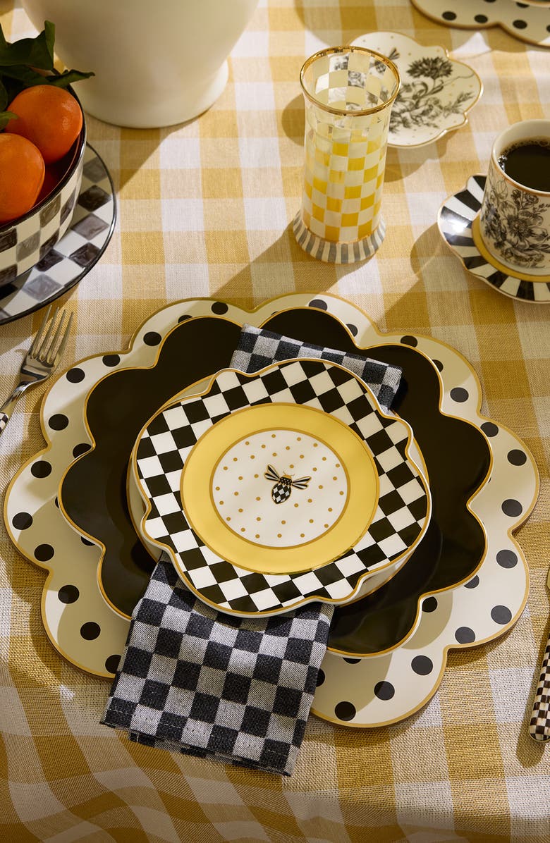 MACKENZIE CHILDS Black Petal Dinner Plate, Alternate, color, Black
