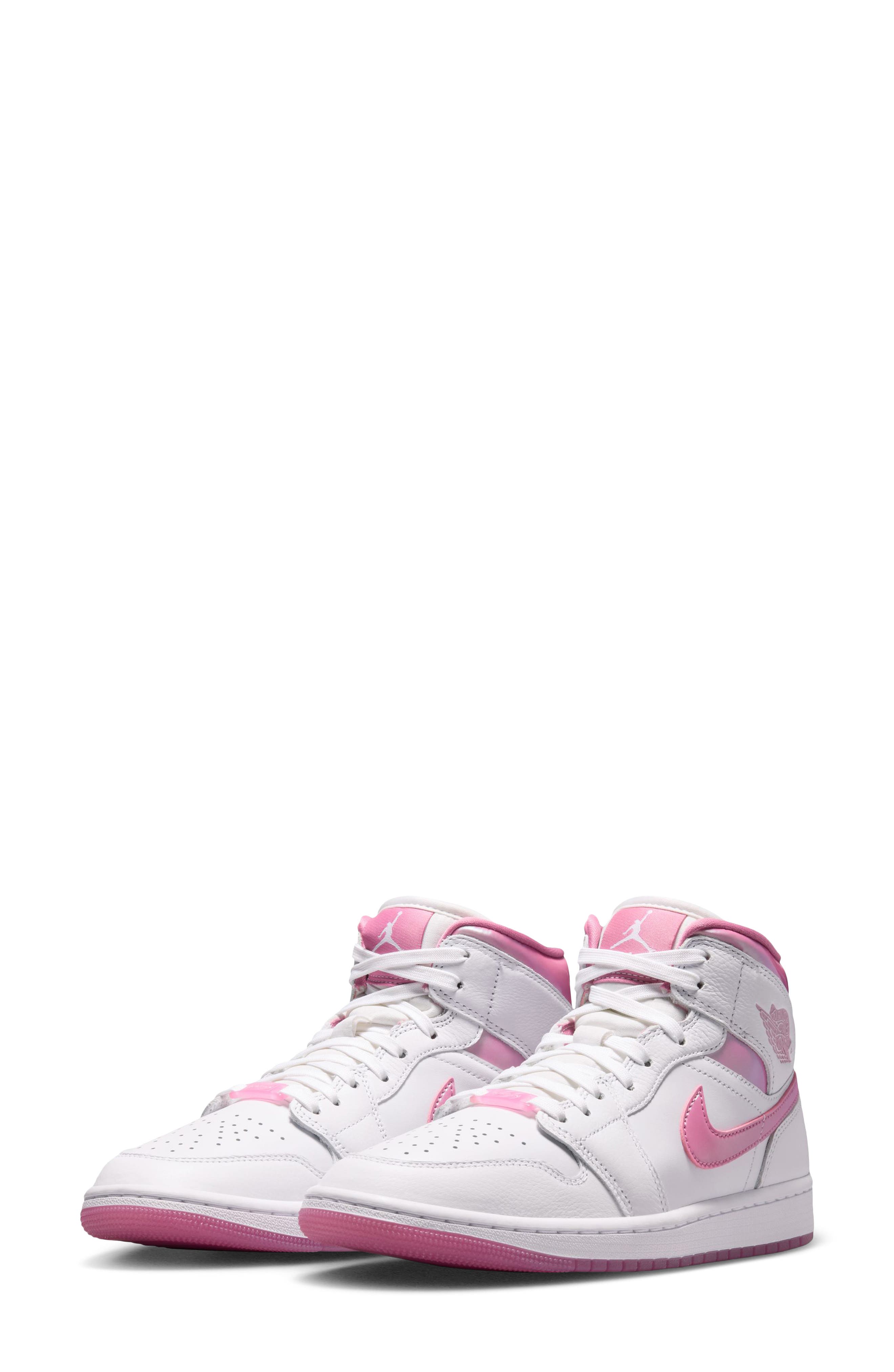 Air Jordan 1 Mid SE Basketball Sneaker, Main, color, WHITE/ DESERT BERRY