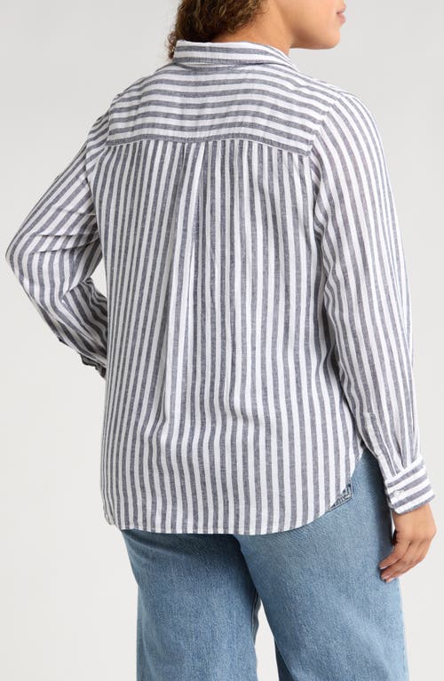 Caslonr Caslon(r) Stripe Linen Blend Button-up Shirt In Navy Blazer Katie Stripe