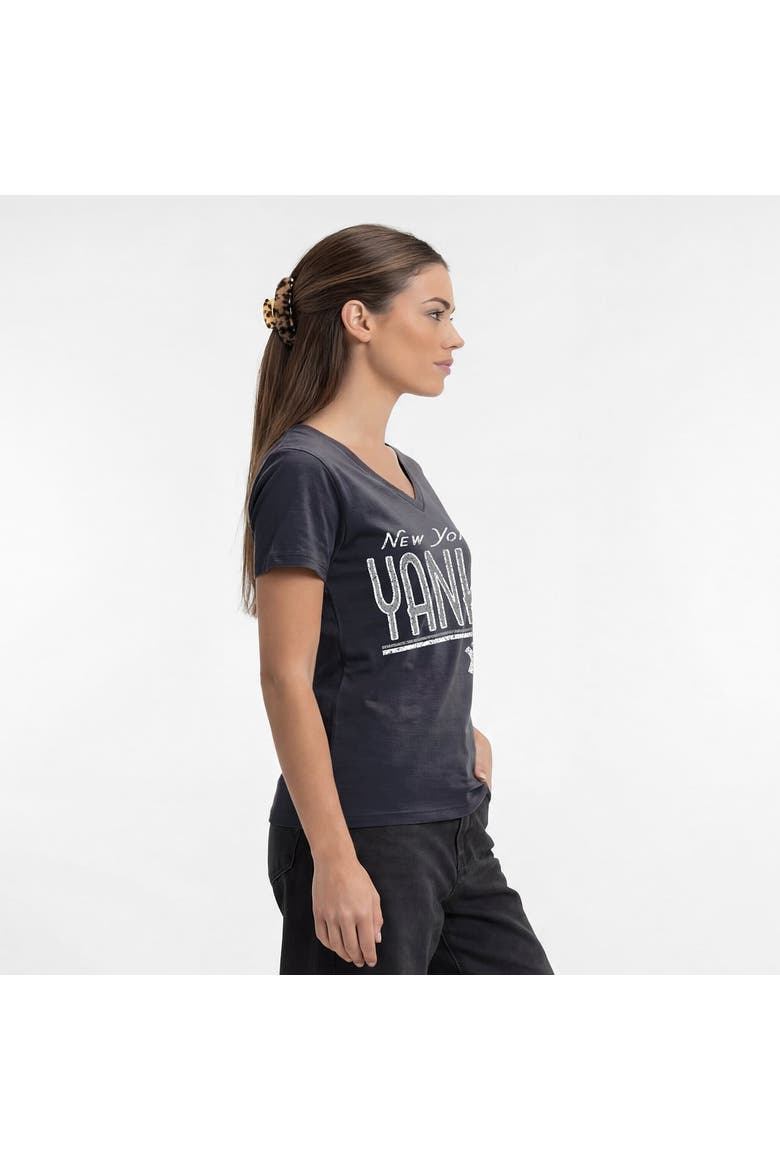 Women's Champion Navy New York Yankees Core V-Neck T-Shirt, Alternate, color, Navy