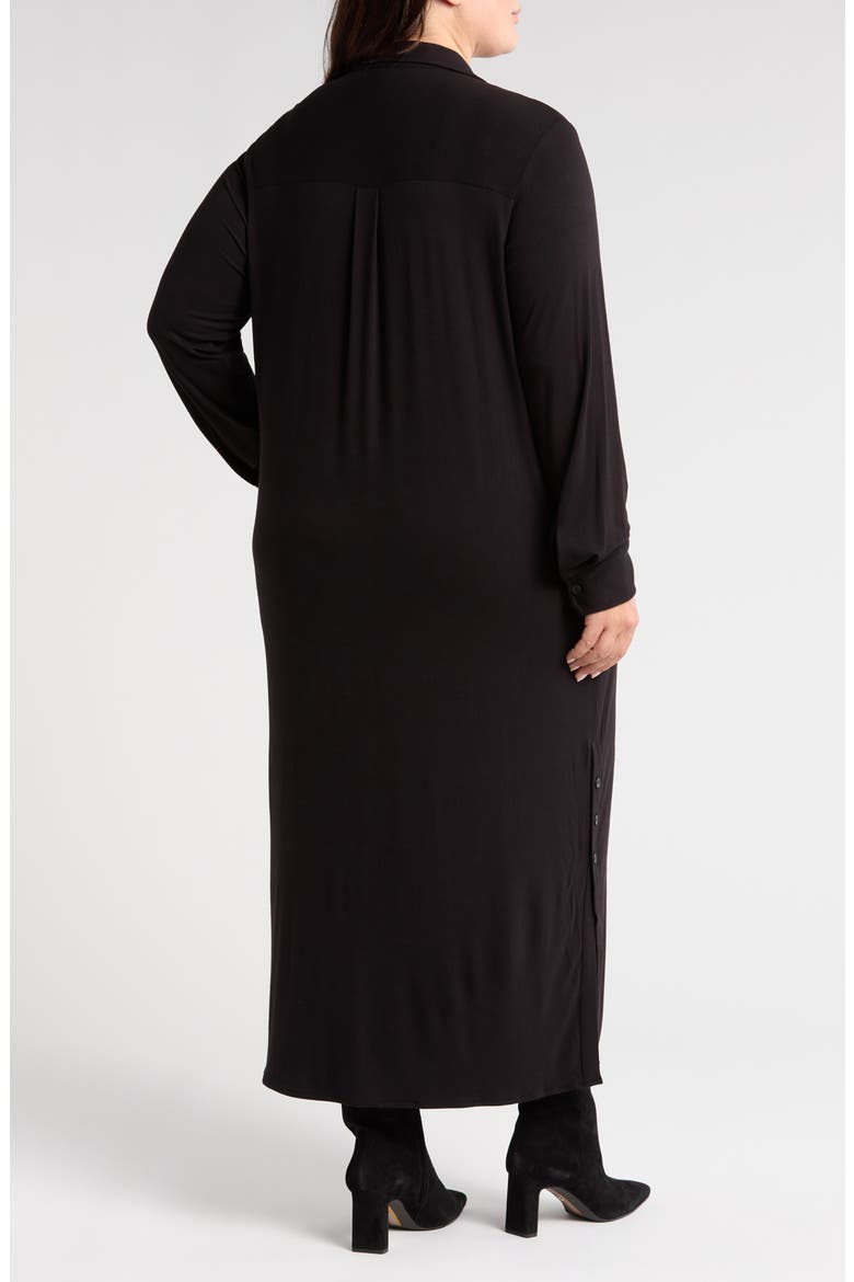 Sally Long Sleeve Liquid Jersey Shirtdress, Alternate, color, BLACK