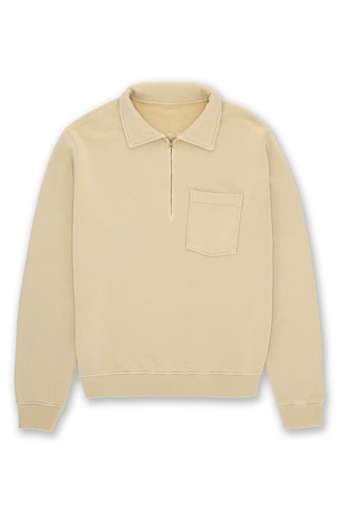 Woven Zip-Up Sweatshirt