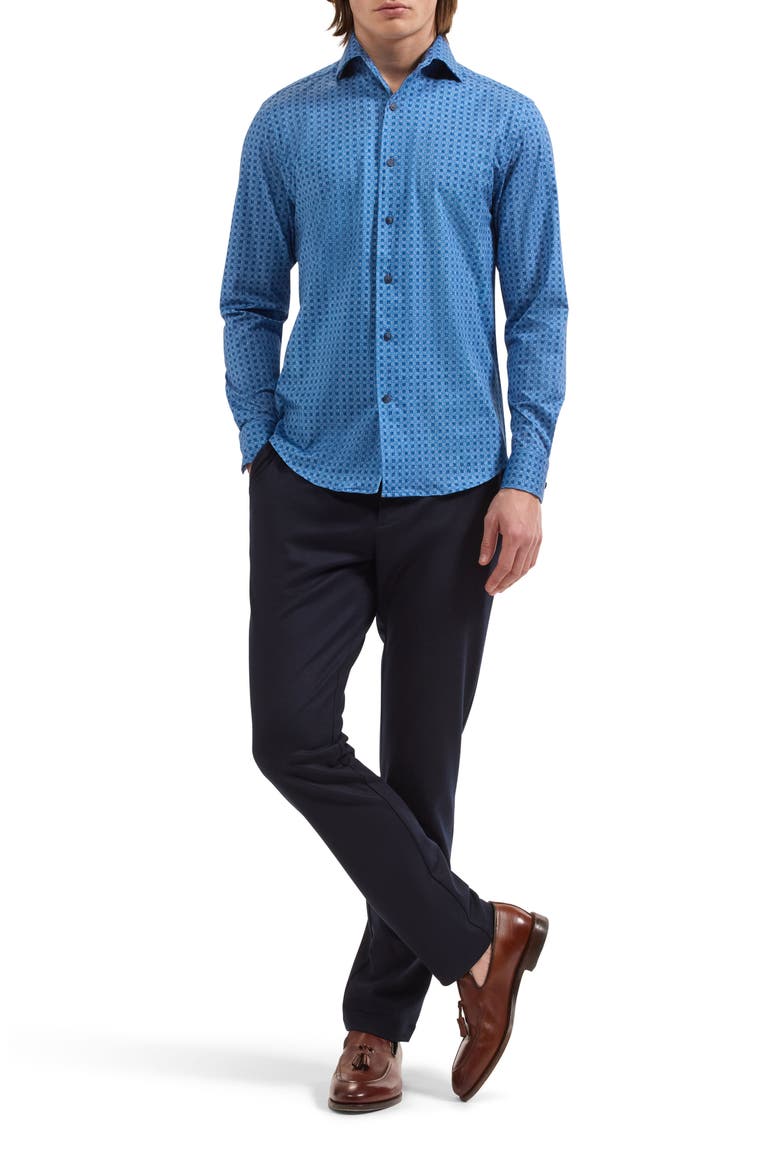 Devon OoohCotton® Print Button-Up Shirt, Alternate, color, MARINE BLUE