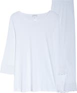 Hanro Moments Lace Trim Crop Pajamas