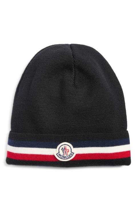 Tricolor Stripe Rib Virgin Wool Beanie