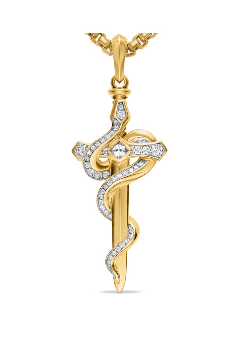 Men's Ouroboros Snake Amulet with Diamonds, Alternate, color, GOLD