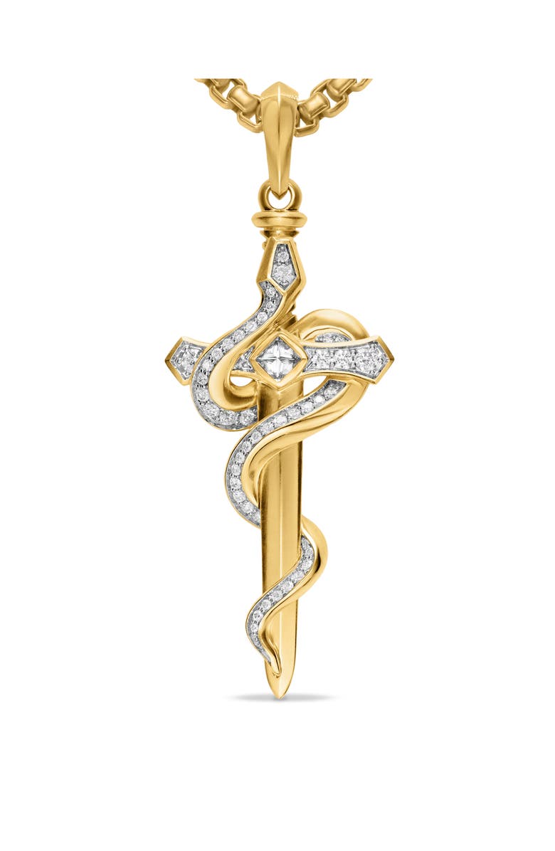 David Yurman Men's Ouroboros Snake Amulet with Diamonds, Alternate, color, Gold