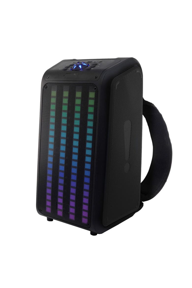Bluetooth TWS Backpack Speaker W/ Reactive LED Lights, Main, color, Black