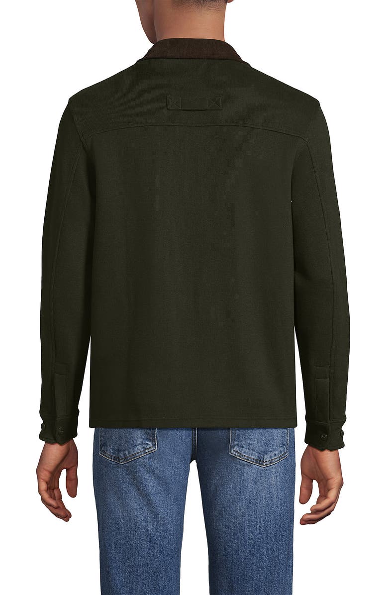 Lands' End Long Sleeve Corduroy Collar Bedford Rib Quarter Zip, Alternate, color, Havana Brown