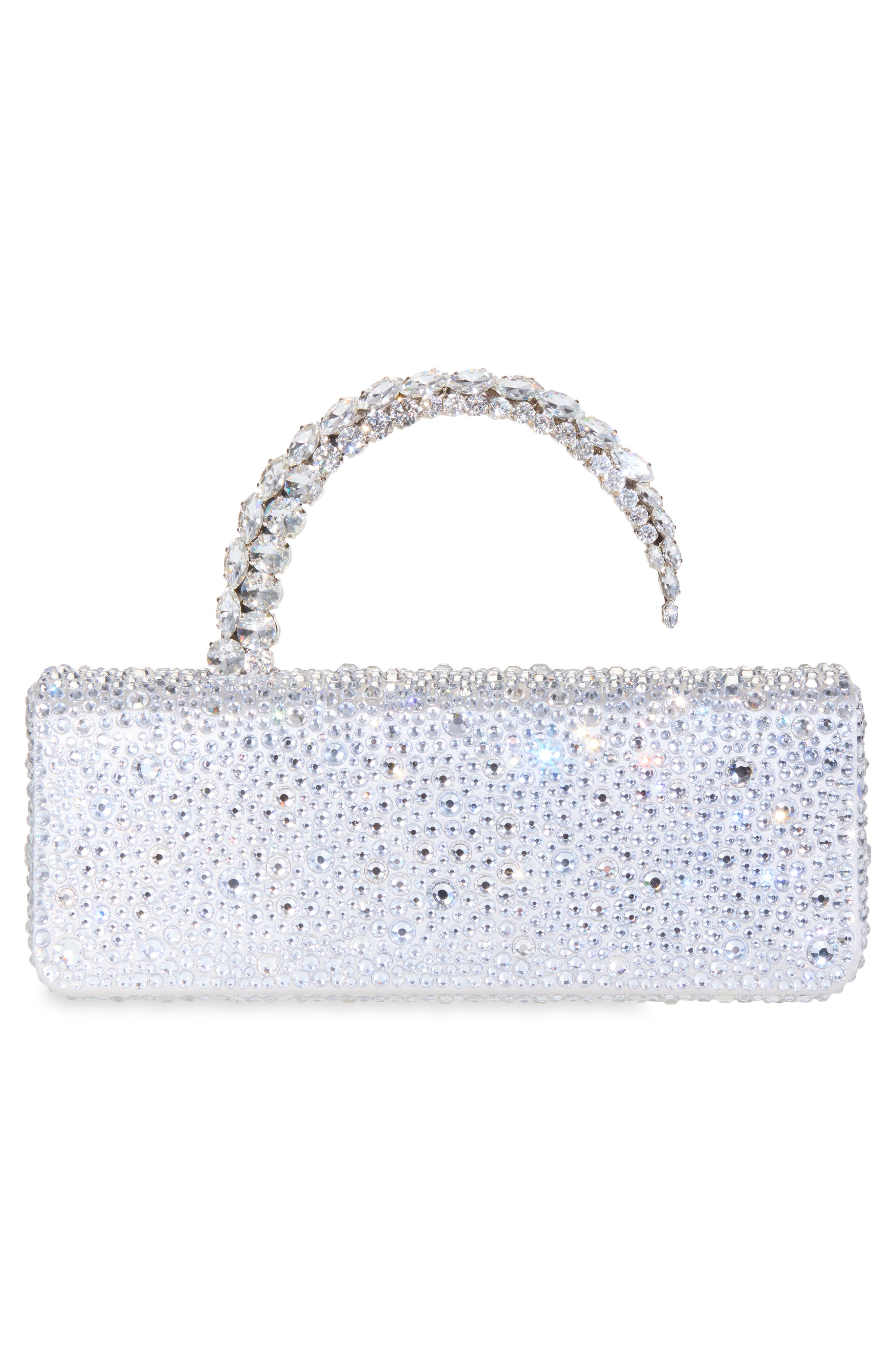 Malika Crystal Clutch, Alternate, color, SILVER