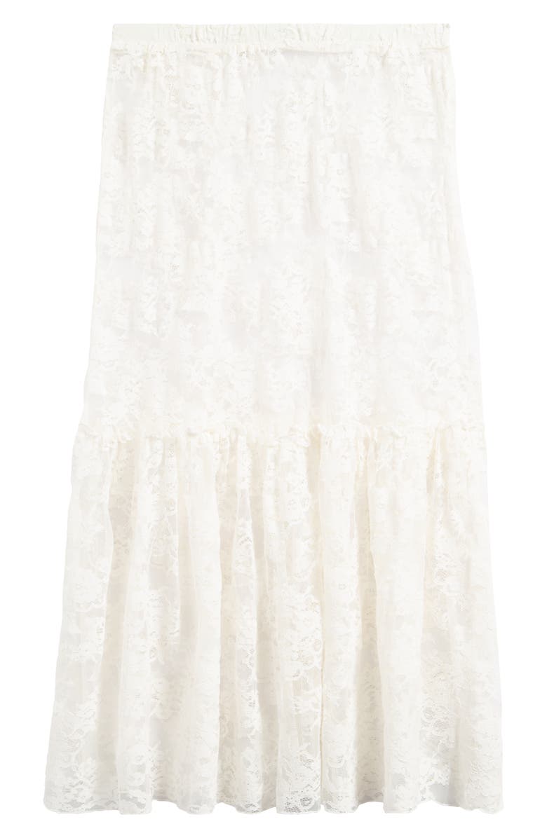 Topshop Sheer Lace Maxi Skirt, Alternate, color, Ivory