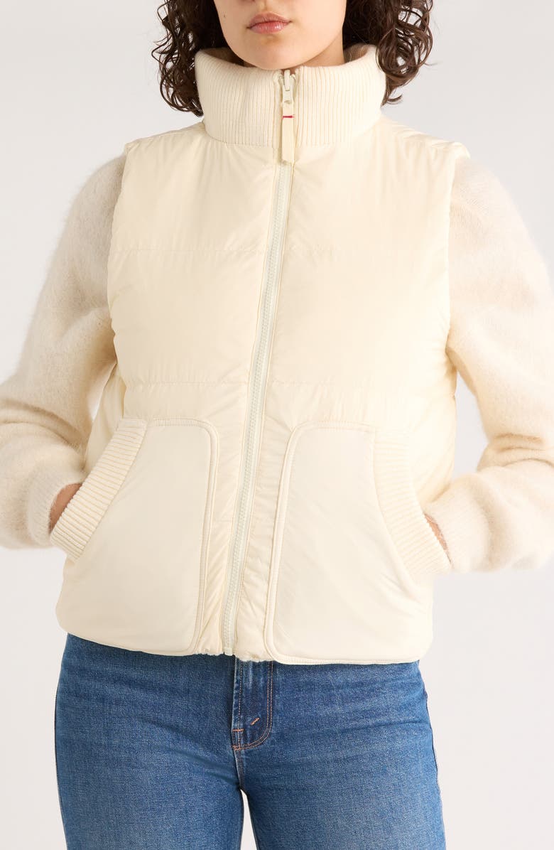 Marine Layer Alba Cable Knit Puffer Vest, Alternate, color, Antique White