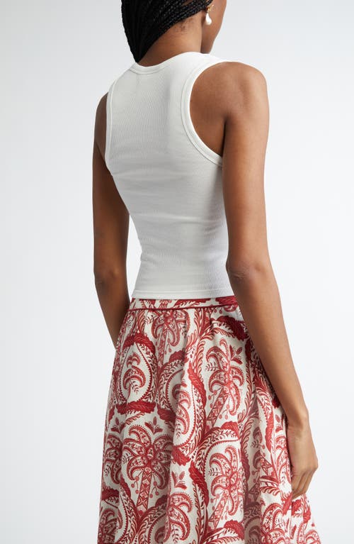 Shop Farm Rio Embroidered Cotton Rib Tank In Off-white