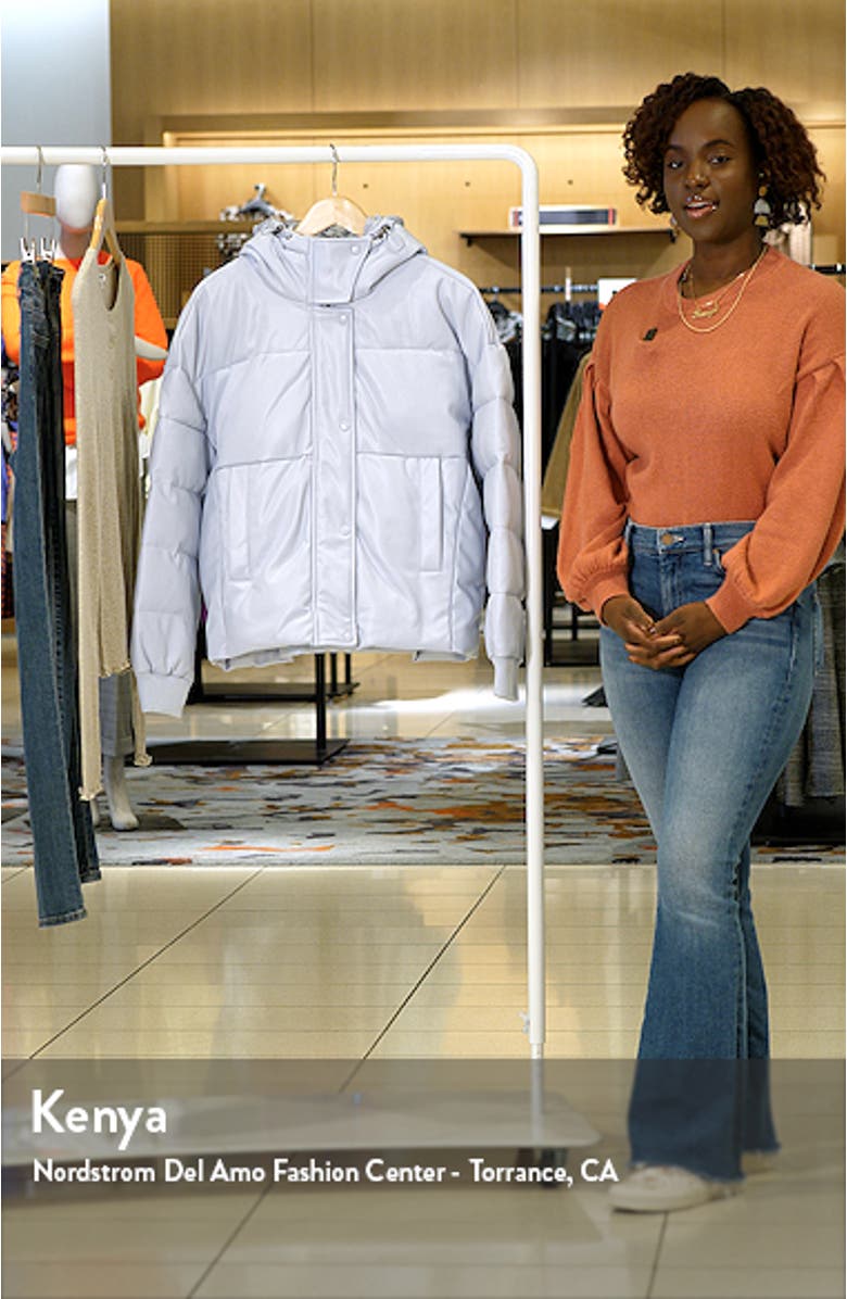 Water Resistant Faux Leather Puffer Jacket, sales video thumbnail