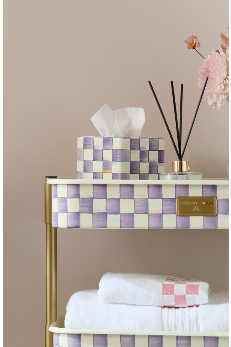 Violet Check Boutique Tissue Box Cover, Alternate, color, VIOLET