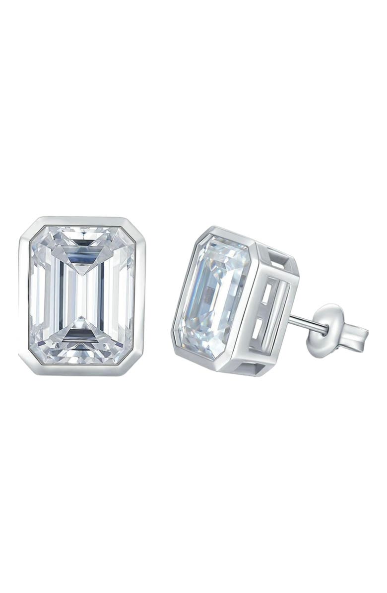 Donatello Gian Sterling Silver Emerald Cut Studs, Alternate, color, Silver