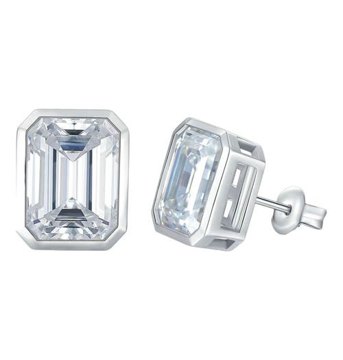 Donatello Gian Sterling Silver Emerald Cut Studs In Silver