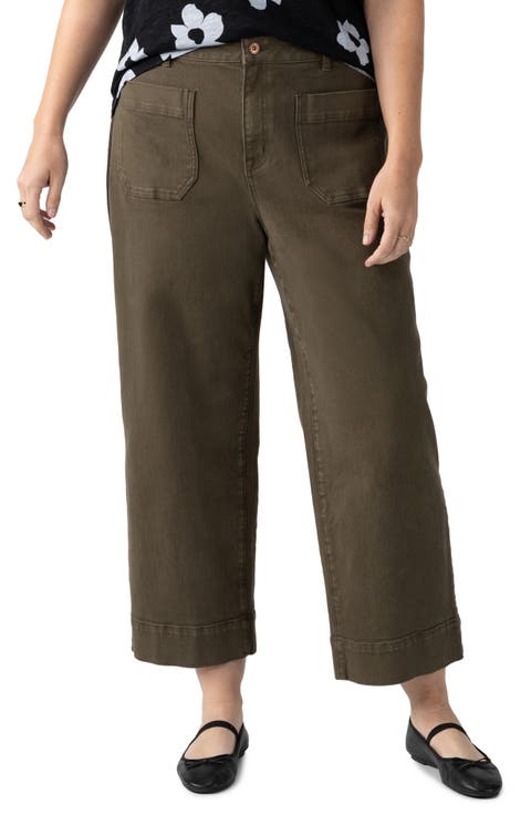 The Marine Crop Wide Leg Jeans (Fatigue) (Plus)