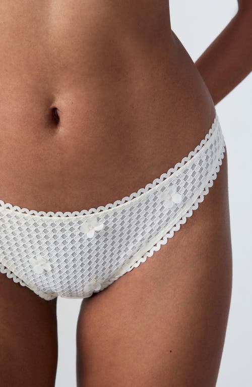 Etam Jasmin Embroidered Tulle Tanga Panties In Ecru