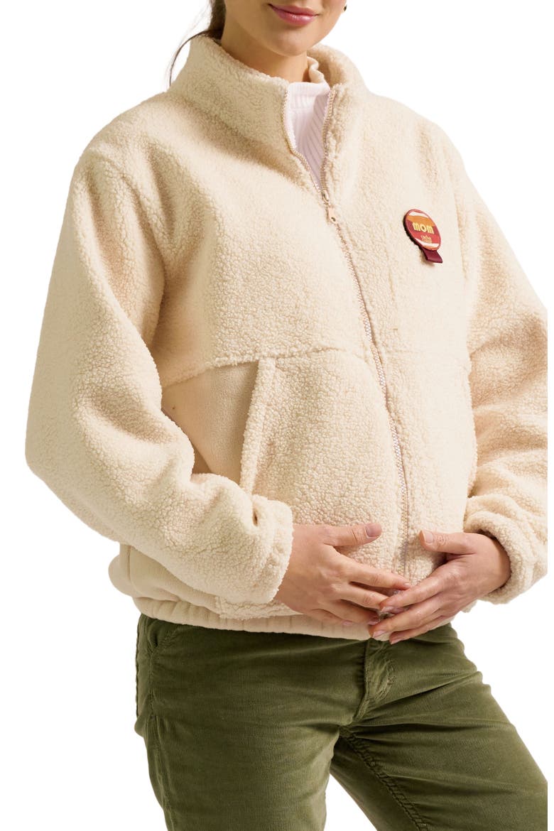 Sasha Maternity & Babywearing Fleece Jacket, Main, color, Beige