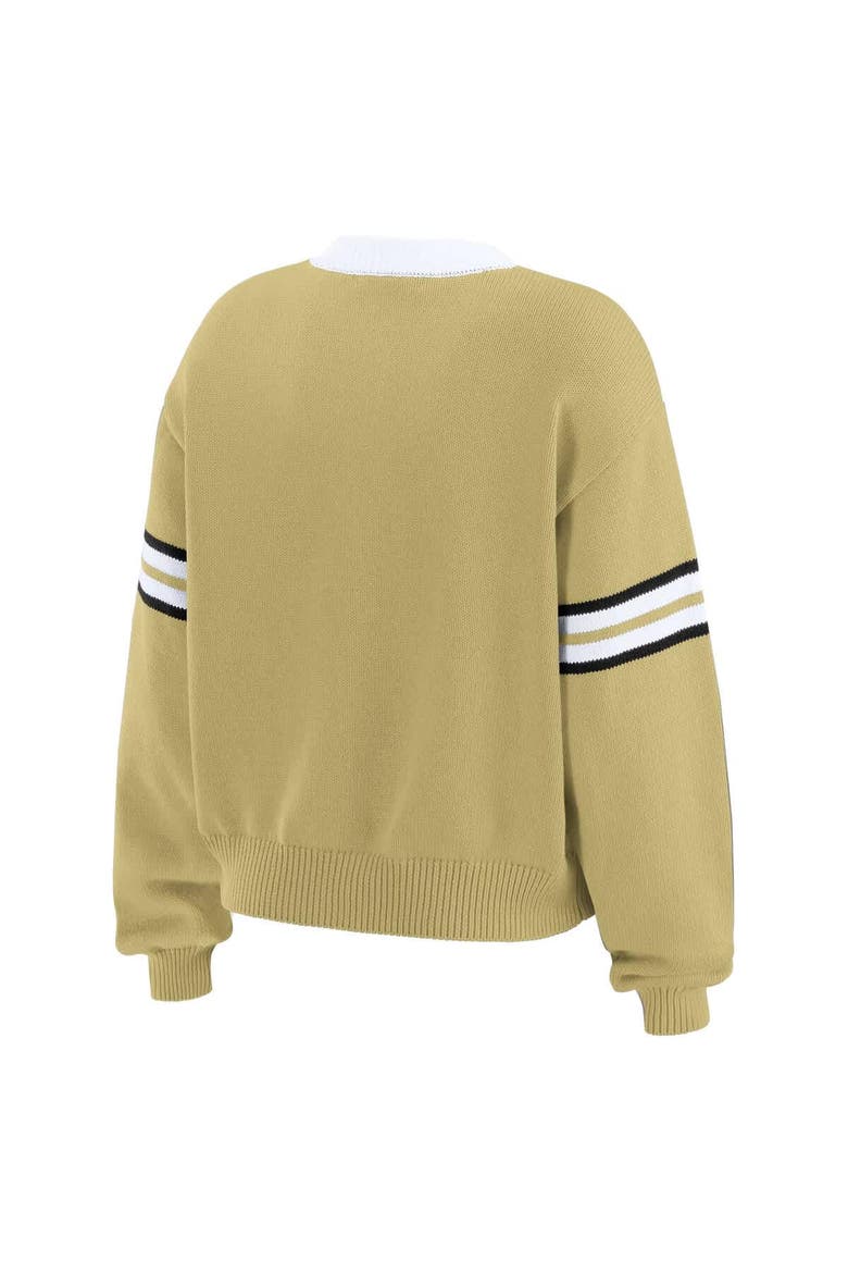 Women's WEAR by Erin Andrews Gold Colorado Buffaloes Lace-Up Pullover Sweater, Alternate, color, Gold