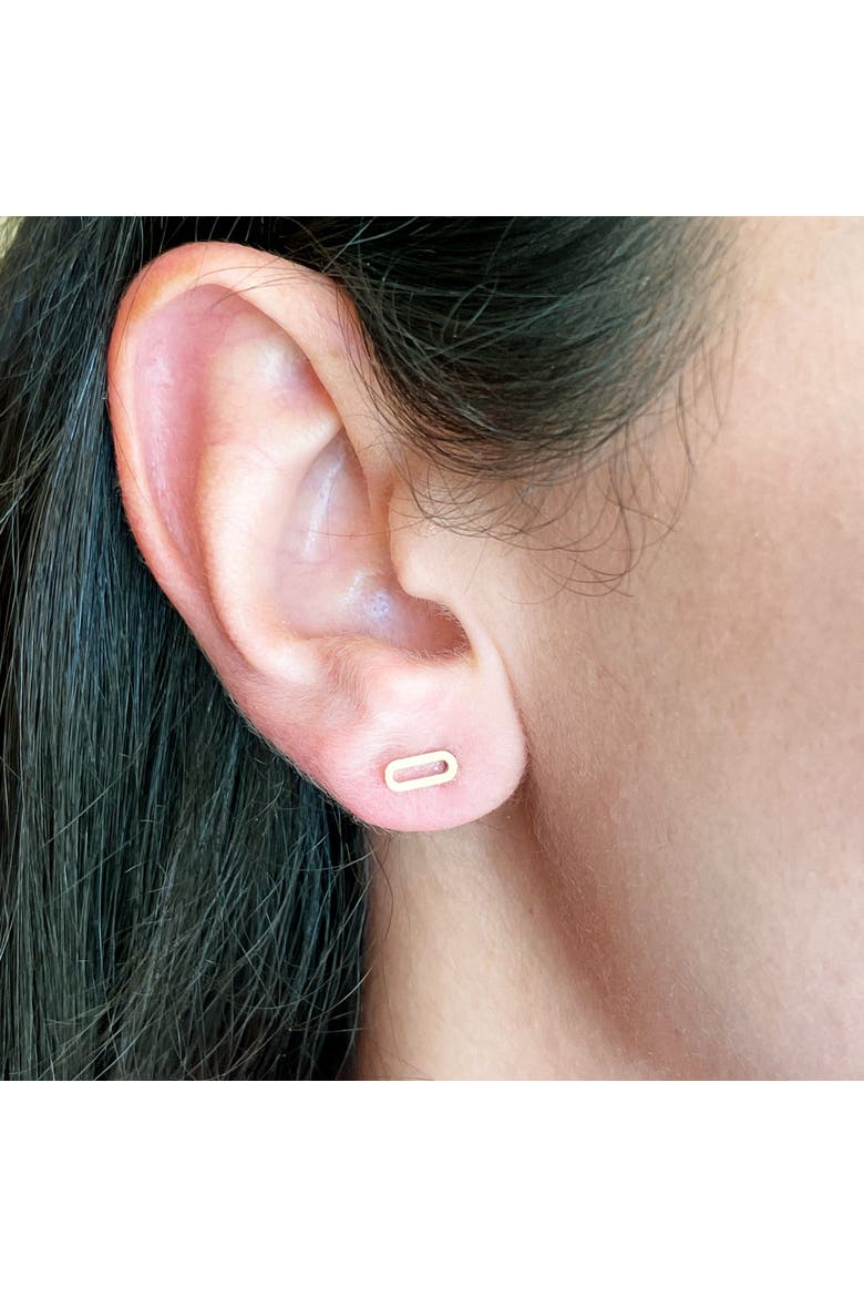 Single Paperclip Stud Earrings, Alternate, color, Yellow Gold