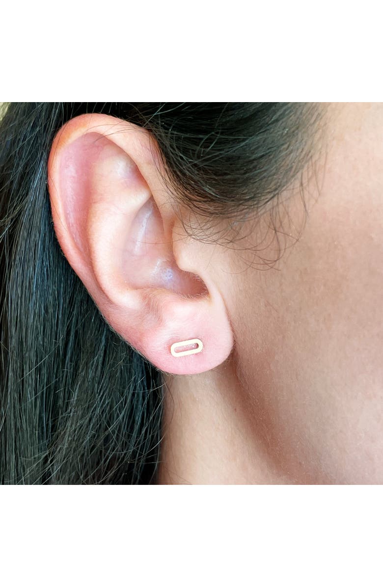 The Lovery Fine Jewelry Single Paperclip Stud Earrings, Alternate, color, Yellow Gold