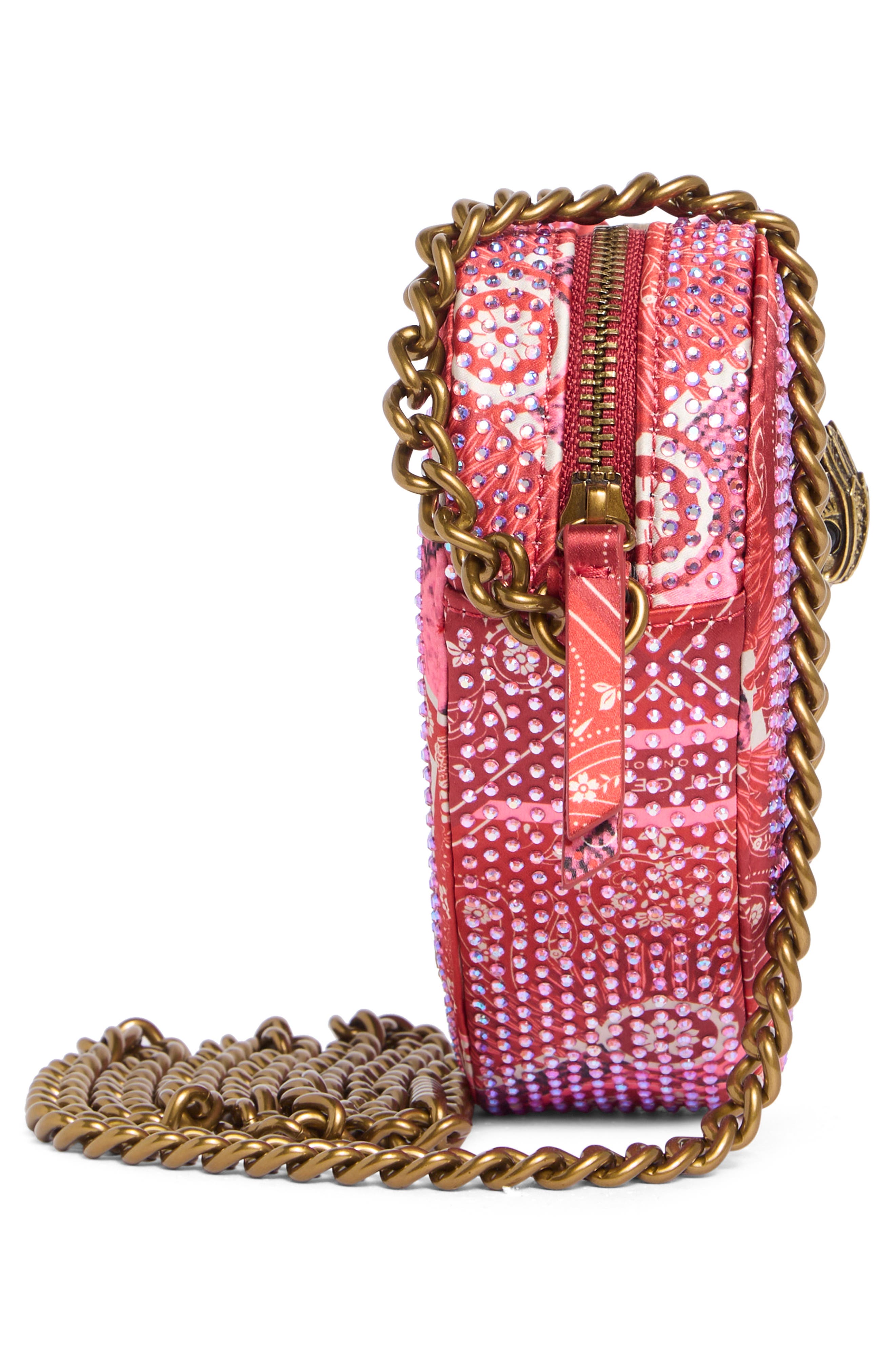 Kurt Geiger London Kensington Crystal Embellished Heart Crossbody Bag, Alternate, color, Red Comb