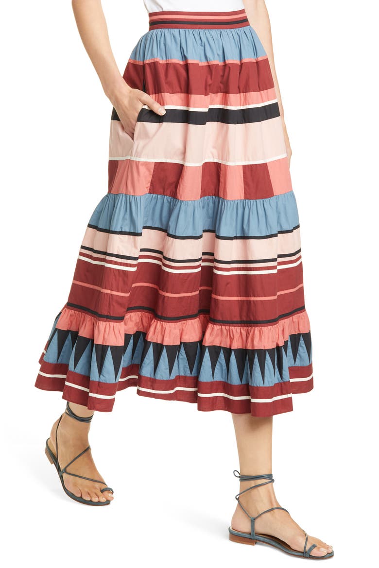 Simi Stripe Skirt, Alternate, color, ROSE