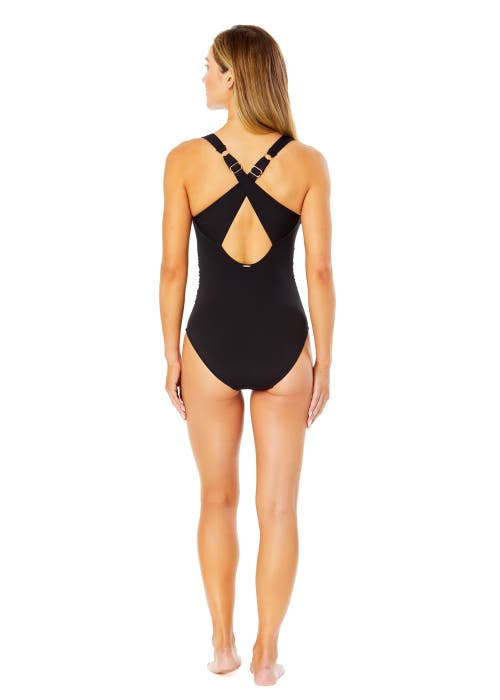 ANNE COLE LIVE IN COLOR V NECK CROSS BACK ONE PIECE SWIMSUIT