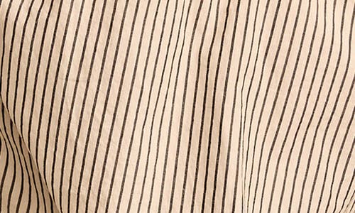 Lucky Brand Stripe Smocked Yoke Cotton Top In Beige/black Stripe