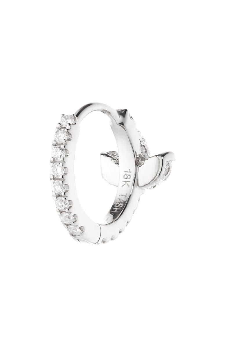 MARIA TASH Diamond Lotus Eternity Huggie Hoop Earring, Alternate, color, 18K White Gold/ Diamond