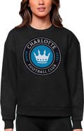 ANTIGUA Women's Antigua Black Charlotte FC Team Logo Victory Pullover Sweatshirt