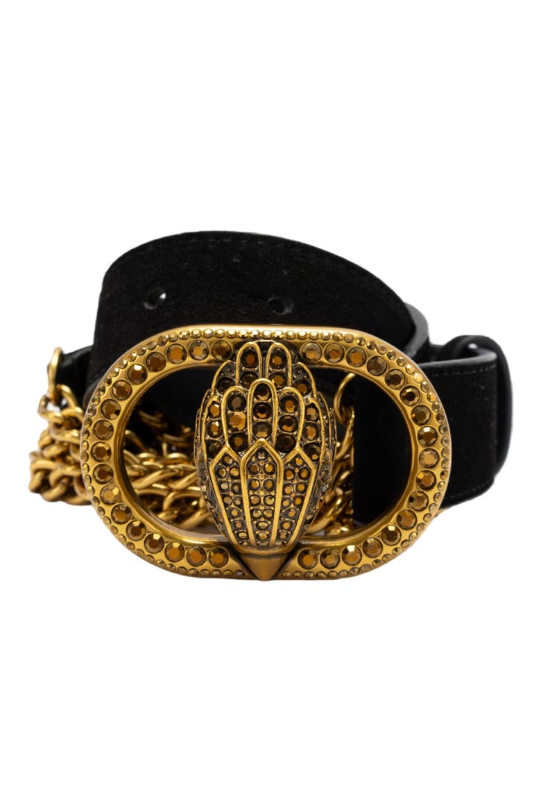 Chelsea Suede Chain Belt, Main, color, BLACK