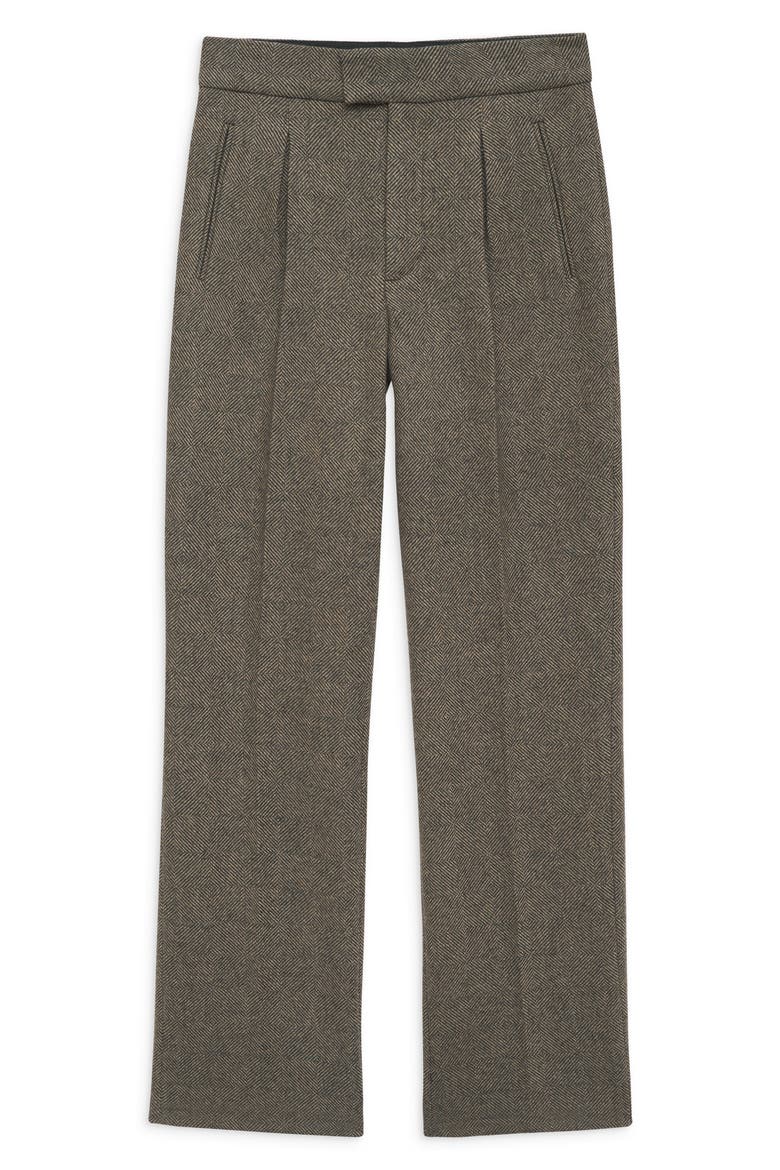 Brice Herringbone Wool Blend Trousers, Alternate, color, BLACK AND TAN HERRINGBONE