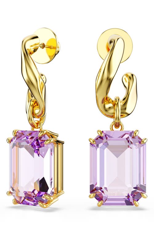 Swarovski Millenia Emerald Cut Crystal Drop Earrings In Purple
