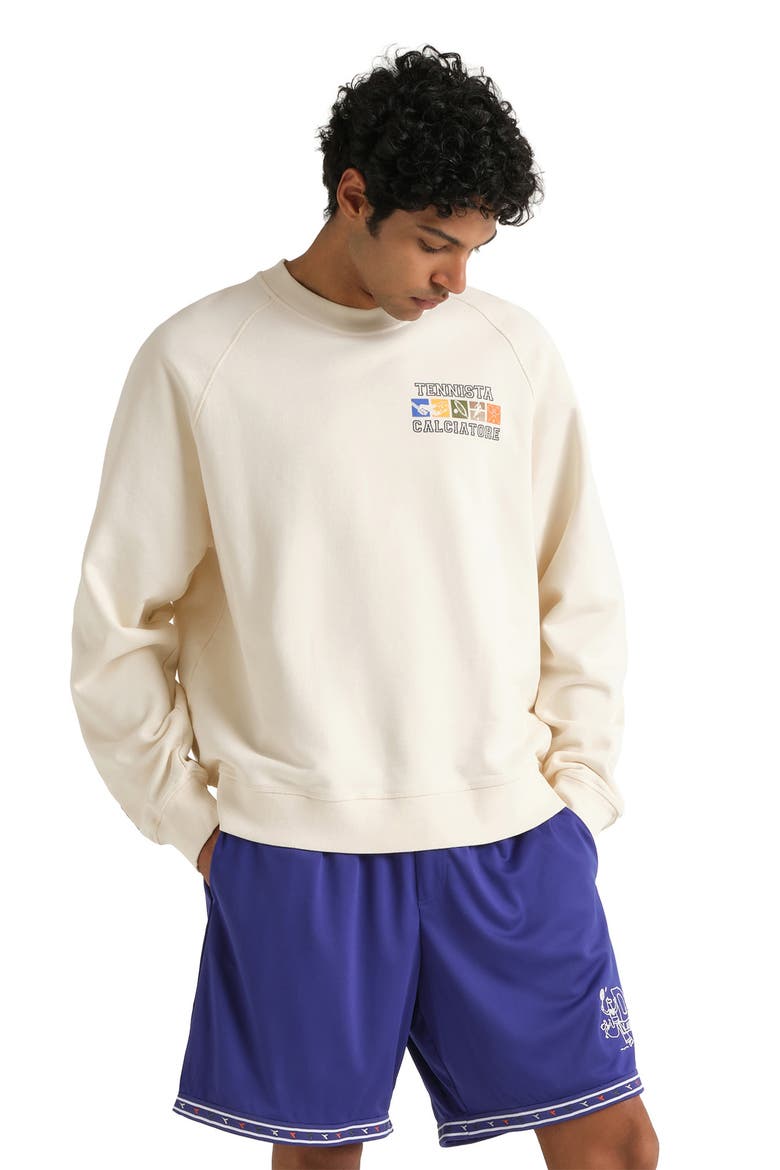 Legacy Embroidered Fleece Sweatshirt, Alternate, color, WHITE ALYSSUM