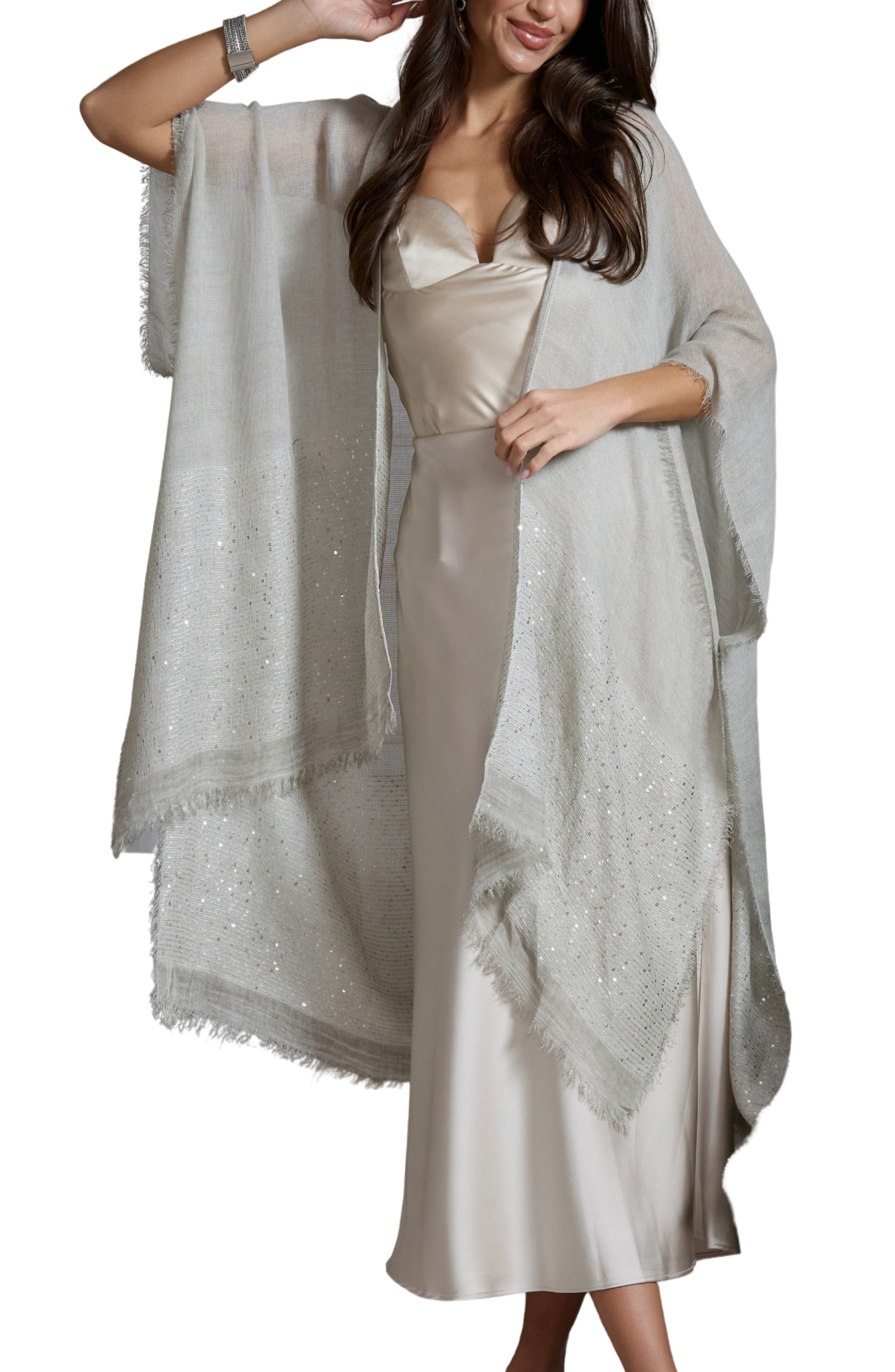 SAACHI Shimmer Sequin Longline Ruana