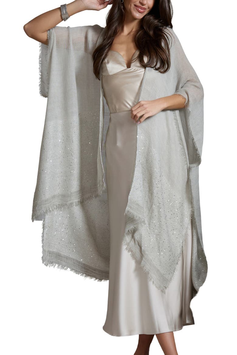 Shimmer Sequin Longline Ruana, Main, color, GREY