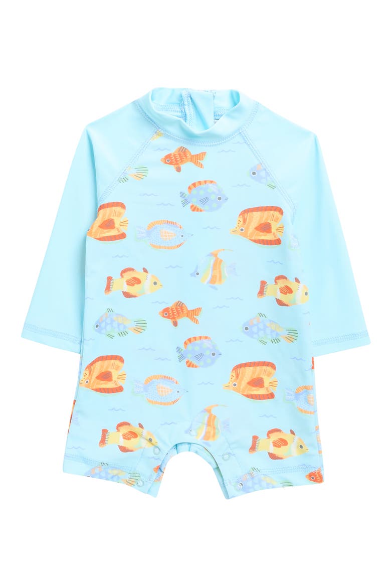 Fish One-Piece Rashguard, Main, color, BLUE